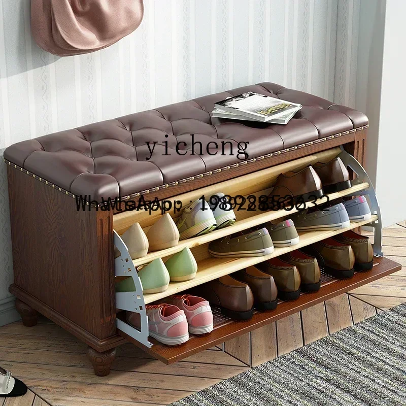 G1 American solid wood shoe changing stool European storage stool storage shoe rack for home use
