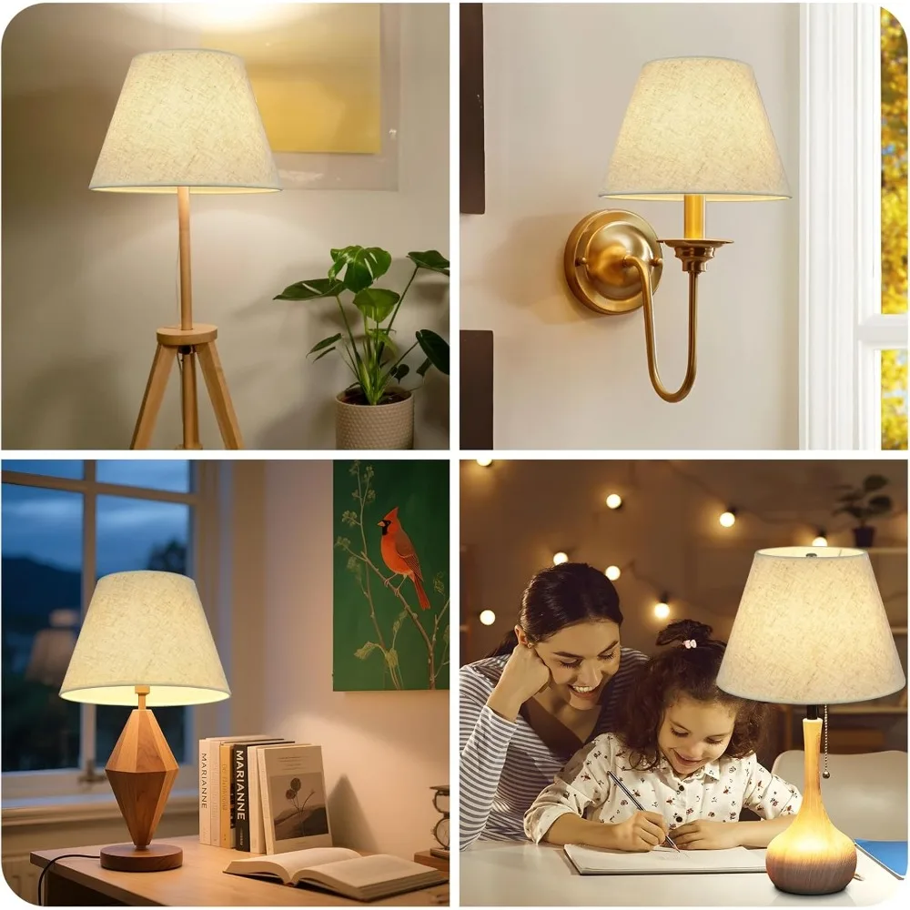 beige lamp shades set of 2 for table lamps, 6" top x 10" bottom x 7" high linen small lamp shades,beige modern fabric lampshades