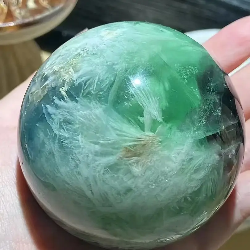 Natural Formed!Feather Fluorite Balls, Quartz, Crystal, Fluorite Primordial Stone, Polished Balls, Mineral Healing