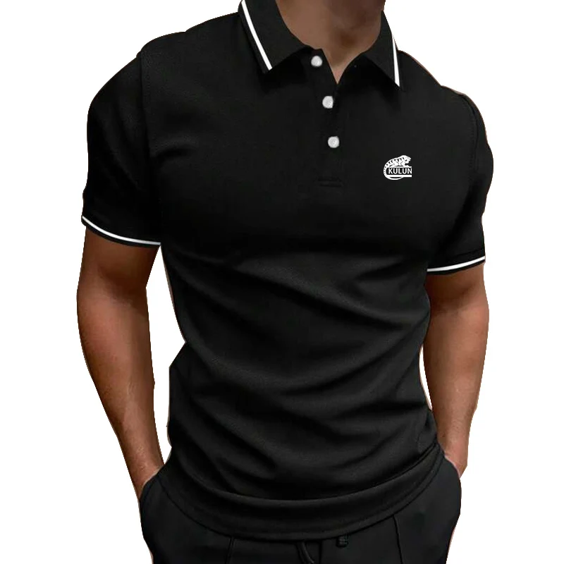 

Men Summer Casual Lapel Short Sleeve Polo Shirt .