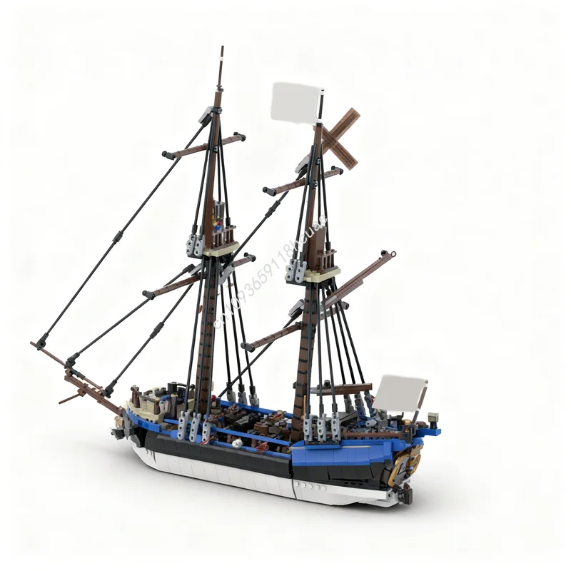1858pcs MOC Pirates Bluecoats Merchant Brig The Centurion Model Building Blocks Architecture Toys Festival Gifts Brick