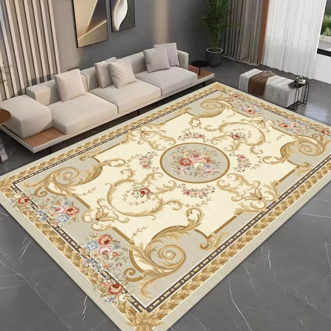 

Luxury European Carpet for Living Room Decoration Home Non Slip Floor Mat Bedroom Decor Elastic Large Area Rugs 200x400 Washable