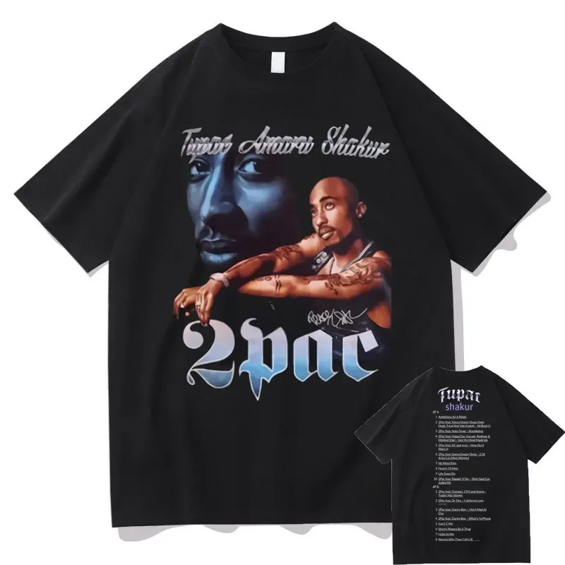 Rapper Tupac 2Pac Shakur Graphic Tshirt Man Streetwear Male Hip Hop Oversize T Shirt Short Sleeve Men Women 100% Cotton T-shirt