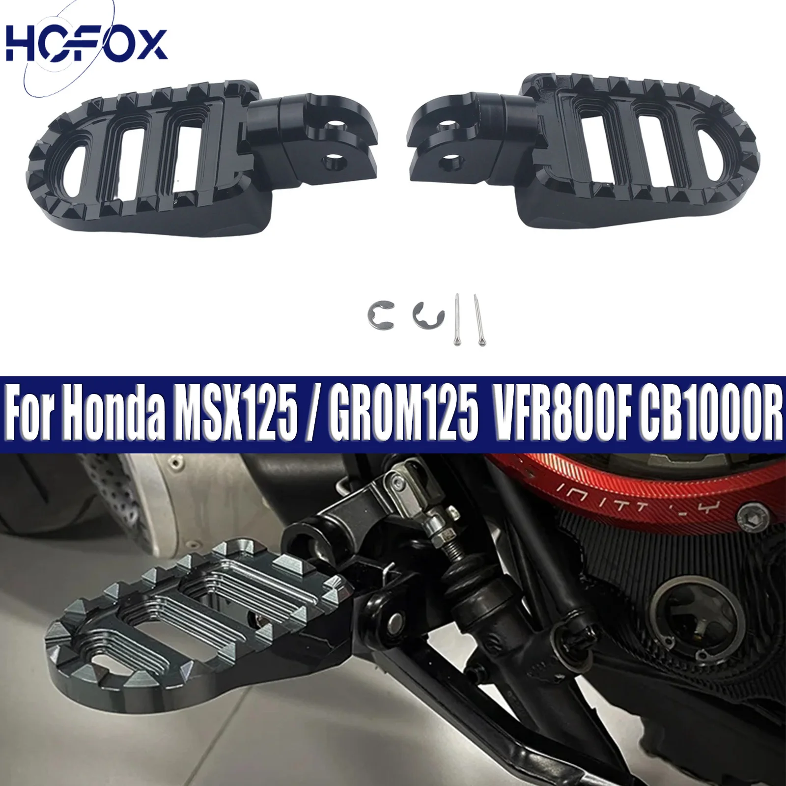 

For Honda MSX125 / GROM125 VFR800F CB1000R Motorcycle Rotatable Rear Foot Rests Foot Pegs Pedal Passenger Footpegs