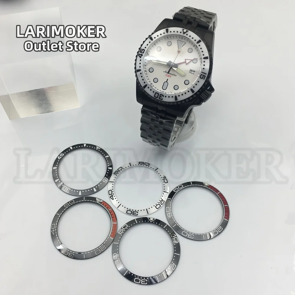 

LARIMOKER черные 40,5 мм GMT NH34 мужские автоматические механические часы с белым циферблатом и датой, зеленые светящиеся купольные часы с сапфировым стеклом для дайвинга