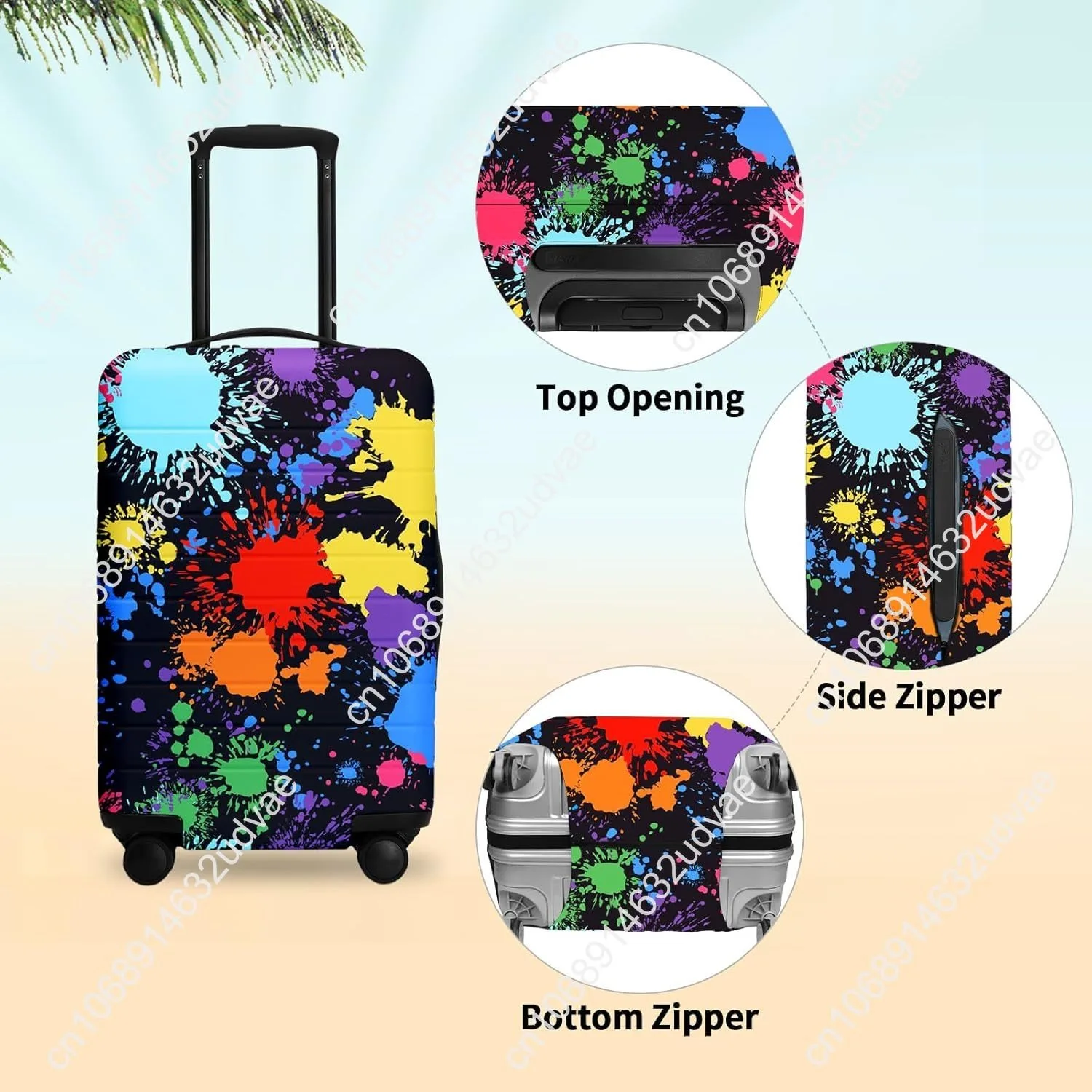 ليلة مرصعة بالنجوم بواسطة فان جوخ غطاء الأمتعة الملون حامي المضادة للخدش غطاء حقيبة للسفر يحمي الأوساخ والارتداء #4