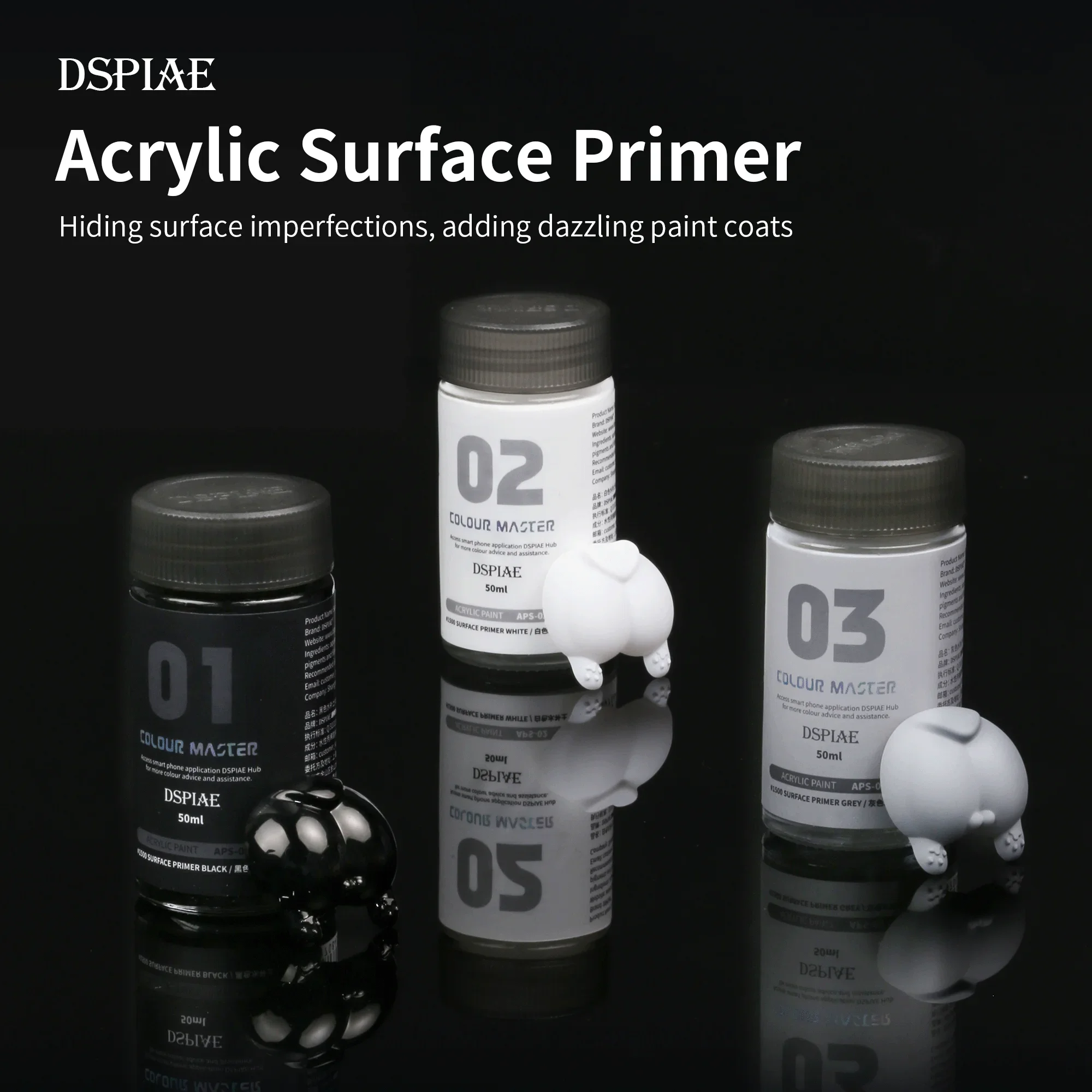 DSPIAE APS01-03 50ml Acrylic Surface Primer Paint Assembly Model Repair Spraying Pigment for Model Building Tools Hobby DIY