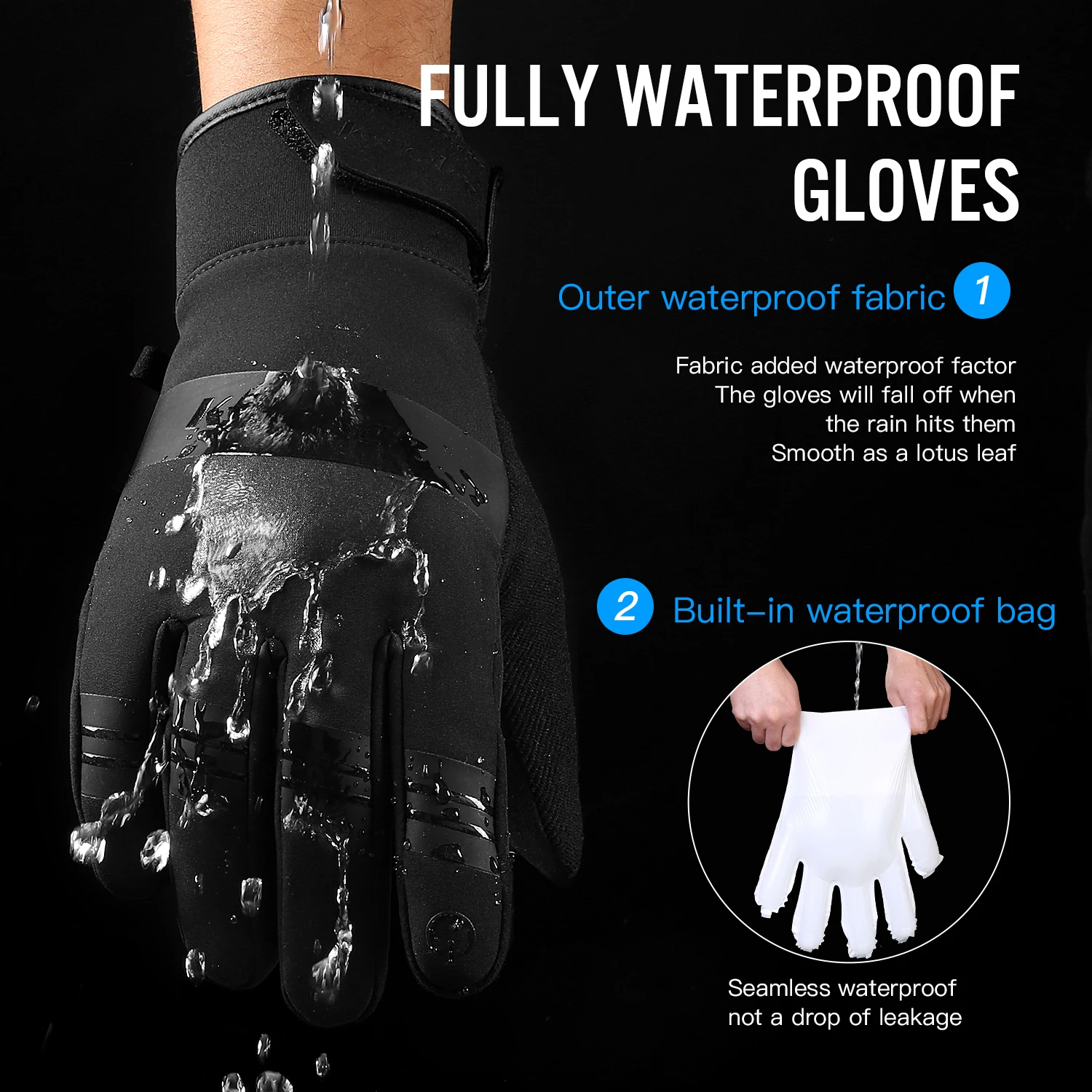 Guantes de ciclismo de invierno para hombre y mujer, resistentes al agua, Thinsulate 3M, guantes térmicos de esquí con pantalla táctil para correr,