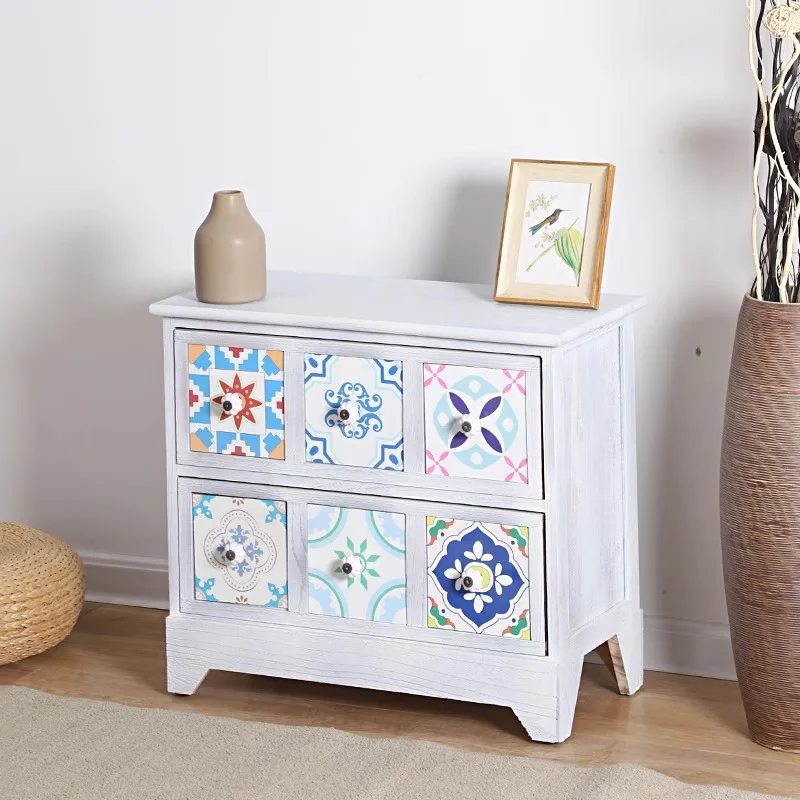 

American country chest bedside table Mediterranean solid wood porch cabinet retro old storage cabinet decorative cabinet locker