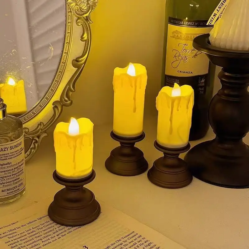 Creative LED Electronic Candle Light Christmas Retro Candles Lamp For Christmas Gifts Bedroom Desk Home Decor Candlelight Dinner image 3