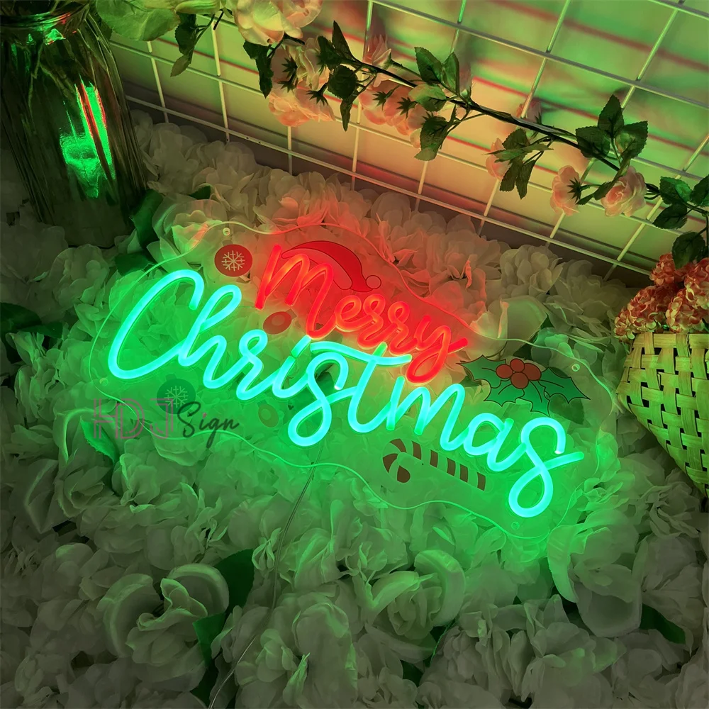 عيد ميلاد سعيد النيون تسجيل ل أدى جدار الأطراف الحانات ديكور المنزل هدايا للعائلة والأطفال زينة السنة الجديدة أضواء النيون