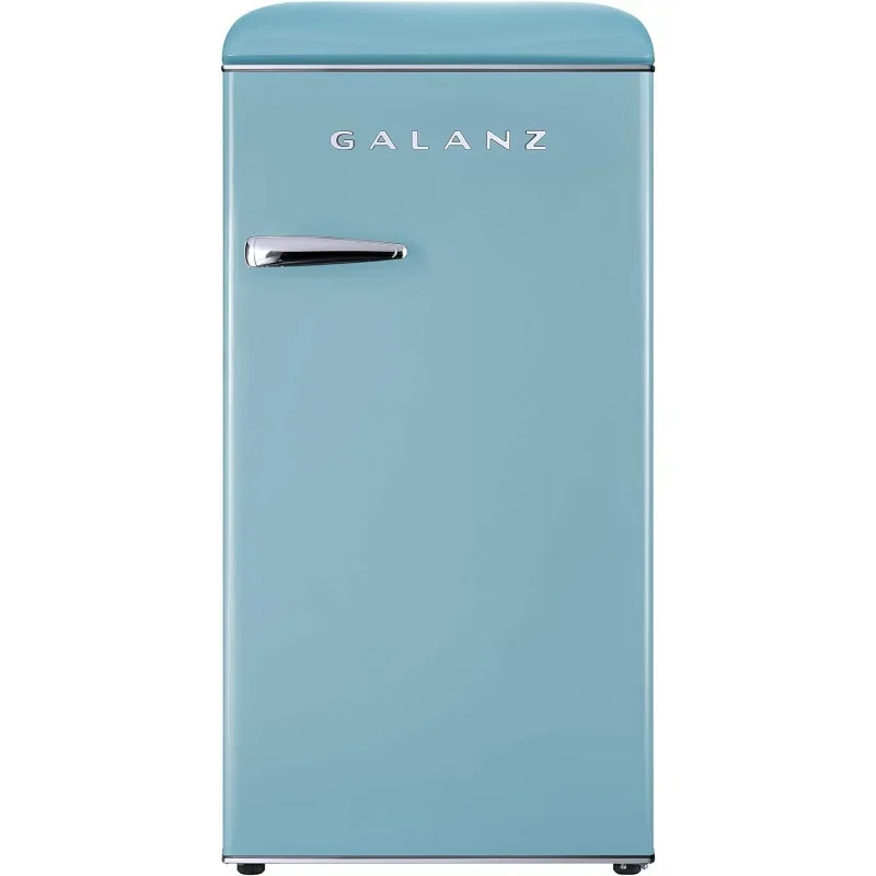 Galanz GLR33MBER10 Retro Compact Refrigerator Single Door Fridge Adjustable Mechanical Thermostat with Chiller Blue 3.3 Cu Ft