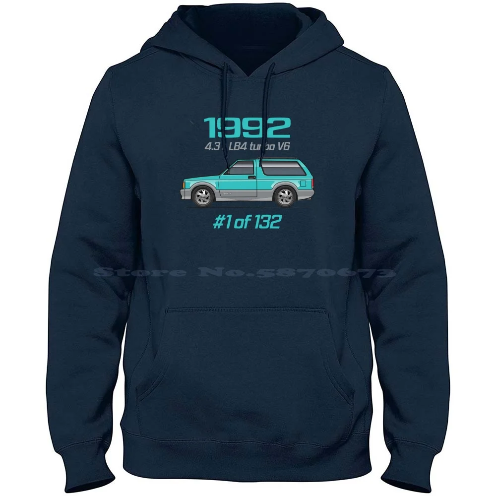 1992-Bright Teal And Gray 100% Pure Cotton Hoodie Tshirt 1992 1993 Typhoon Lb4 V6 Turbocharged Intercooled Suv Custom Slammed