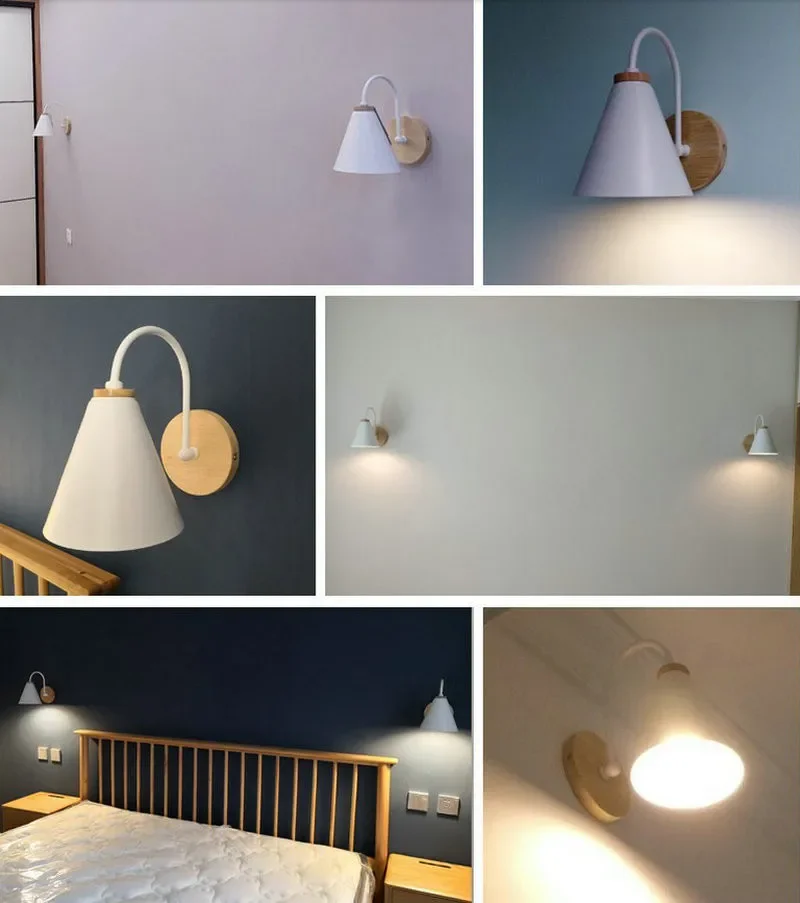 JOYINLED Modern Minimalist LED Wall Light Black White Interior Decor E26/E27 Lamps Nordic Indoor Wall Lamp for Bedroom Bedside ﻿
