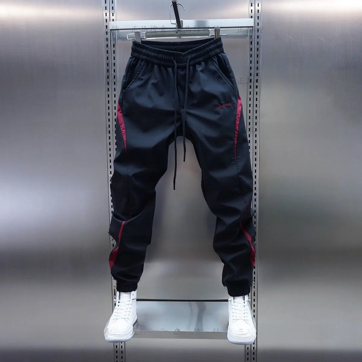 

Мужские повседневные свободные брюки карго с эластичным поясом, весна-лето, быстросохнущие, новые, в стиле Харадзюку, спортивные, укороченные (на девять частей)