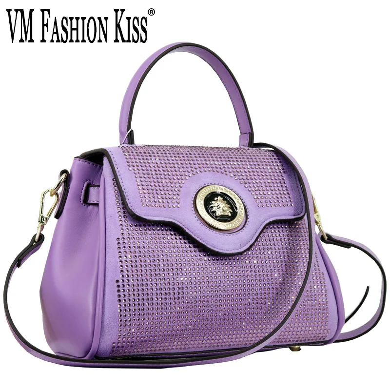 VM FASHION KISS Diamond Encrusted Women\'s Bags Trend Flap Shoulder Rhinestone Bag Luxury Design Crossbody Top Tote Handbag