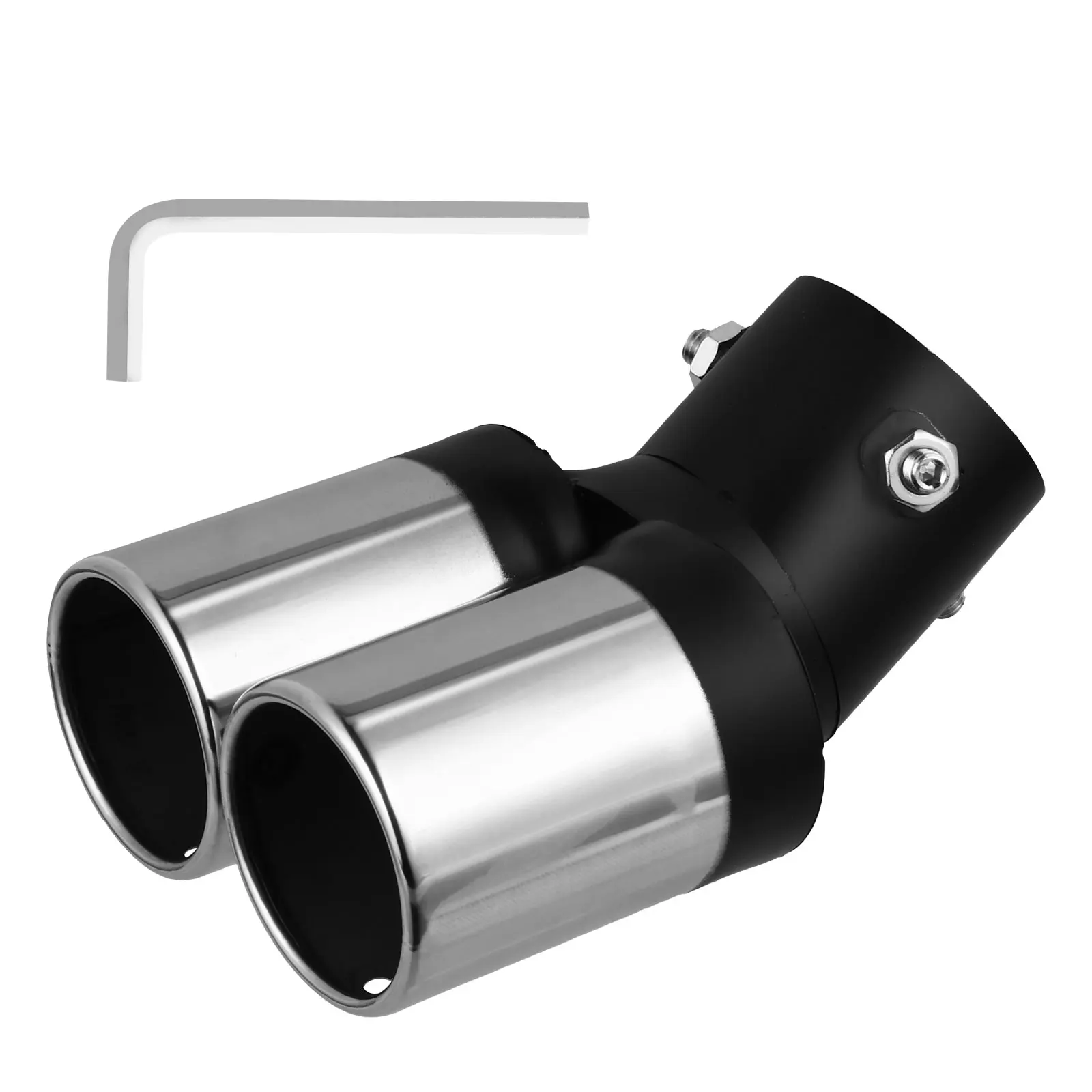 

Double Exhaust Stainless Steel Car Muffler Outlet Tips Durable Anti Rust Noise Reduction Gas Release Exhaust