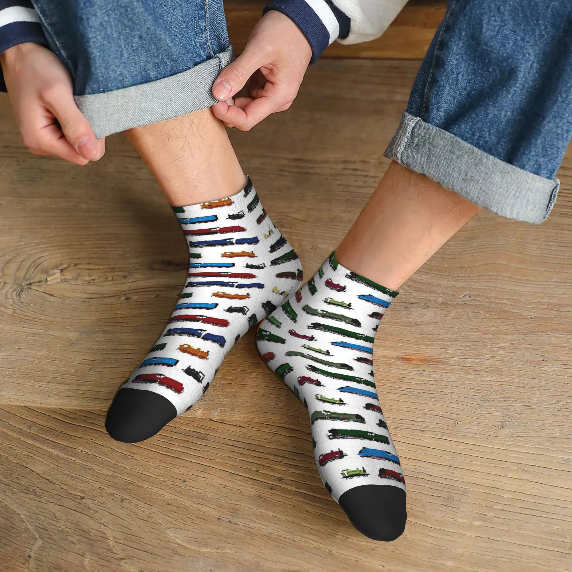 

Всесезонные культовые британские паровые поезда, носки Harajuku, высококачественные спортивные носки средней длины, мягкие чулки в стиле хип-хоп для мужчин и женщин