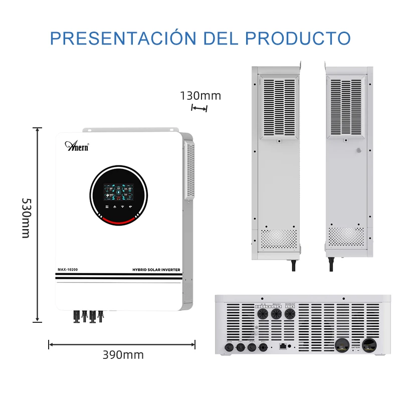 Anern 10.2KW Hybrid Inverter Off Grid Inverter 48v on Grid Solar Inverter Pure Sine Wave Bulit In 160A MPPT Solar Controller