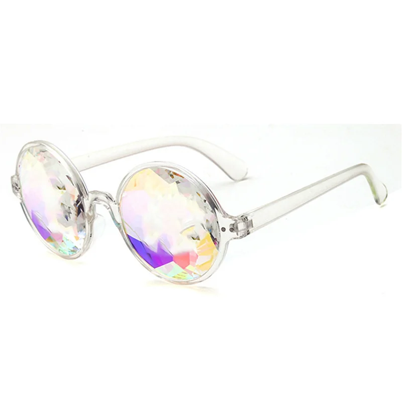 Kaleidoscope Glasses Rave Festival Sunglasses Diffracted Lens-Transparent