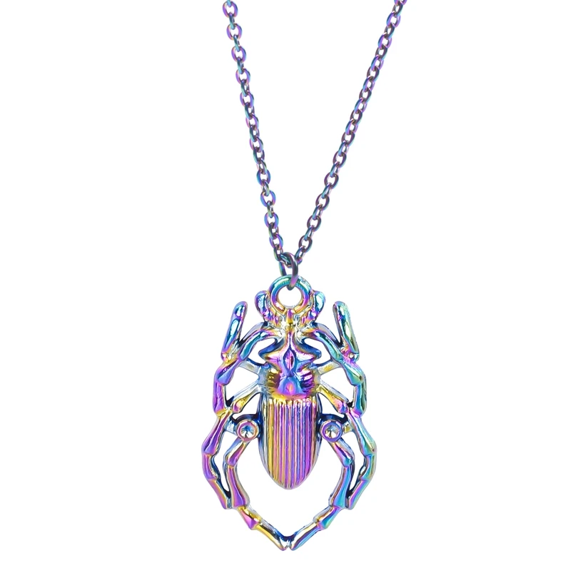 Collana con ciondolo ragno Punk arcobaleno per donna uomo gioielli lucertola geco Charm catena arcobaleno sul collo collane accessori