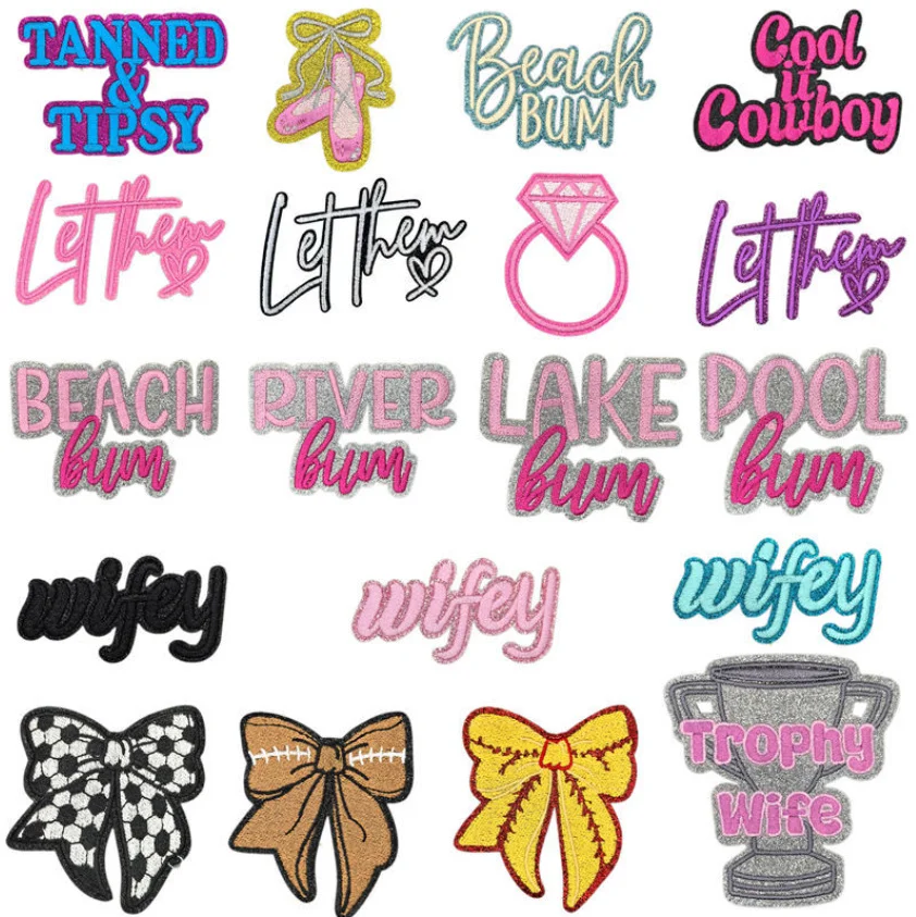 10 Pcs Cool it Cowboy Embroidered Patches Iron On Clothing Hat Bag Shoe Repair Material Phone Gift Box Decor DIY Accessory