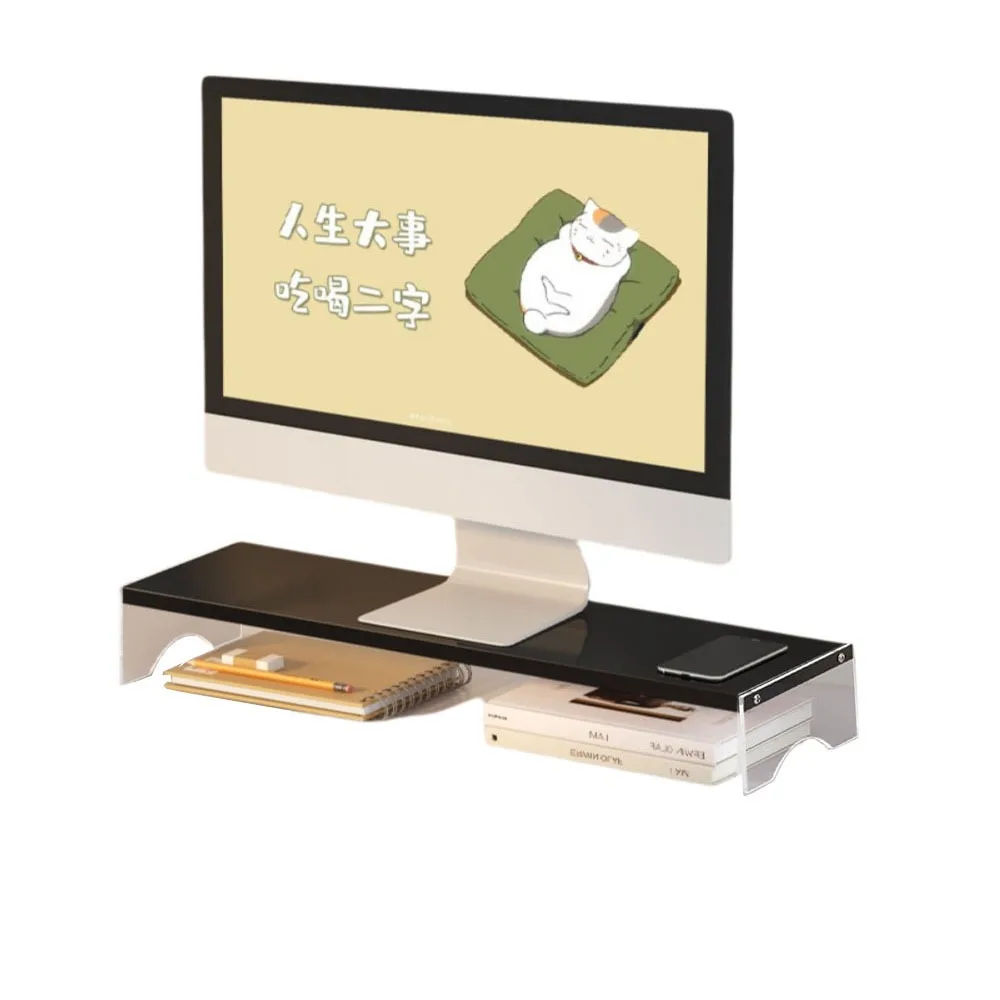 

Single/Double Layers Acrylic Floating Computer Stand Clear Foot Protect Neck Desktop Laptop Riser Space-Saving Non-slip