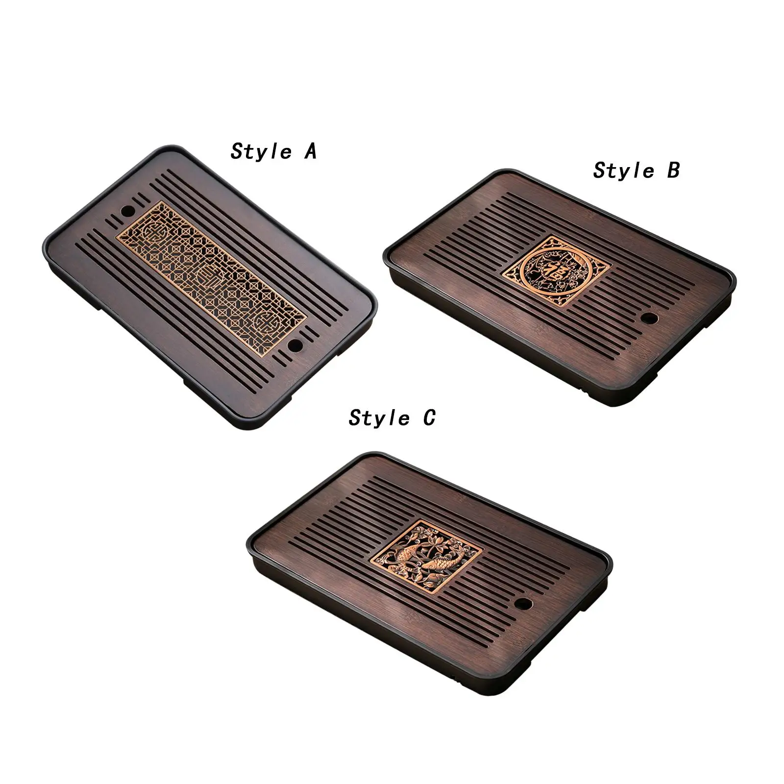 Chinese Bamboo Tea Tray Simple for Kungfu Tea Set Durable Tea Serving Tray Table Box Water Storage for Tea Room Office Household