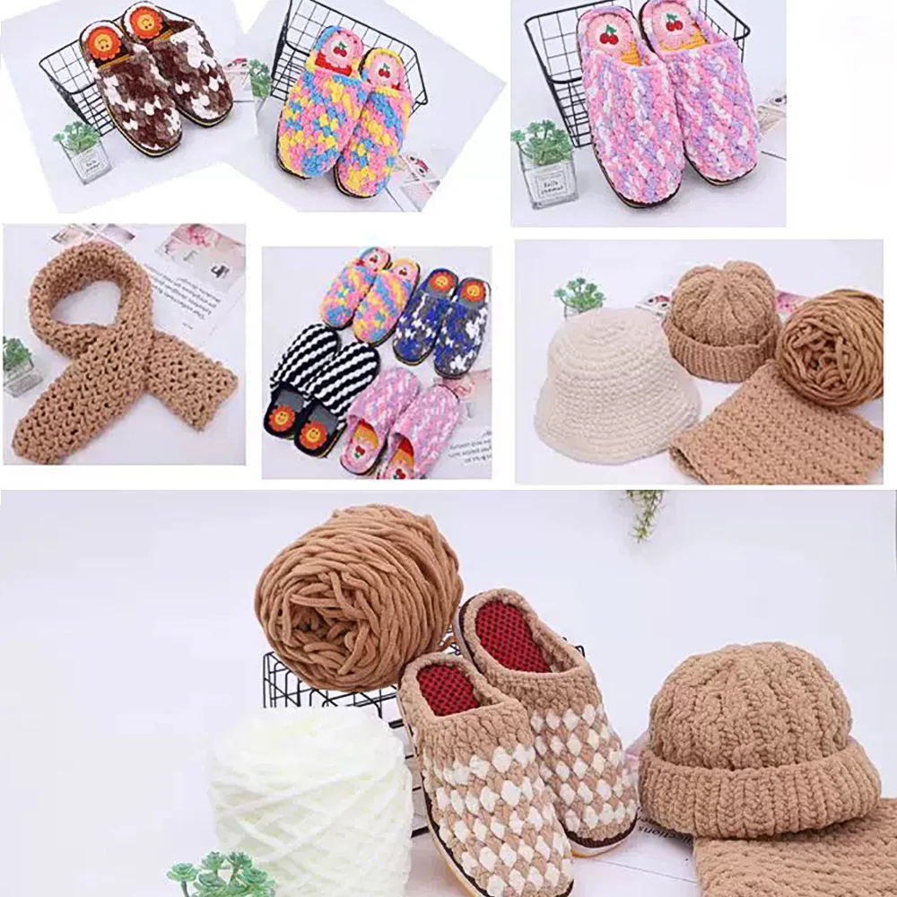 QJH 5 قطع من خيوط الشنيل المكتنزة (95 جم/3.35 أونصة)، غزل الصوفى لبطانية الحياكة اليدوية، قفازات وشاح شال سترة