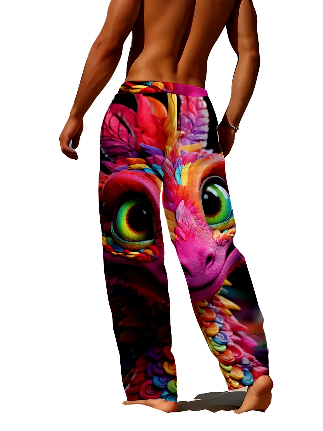 

Мужские повседневные брюки с 3D цифровым принтом дракона, быстросохнущие, не выцветающие, свободные и удобные мужские брюки.