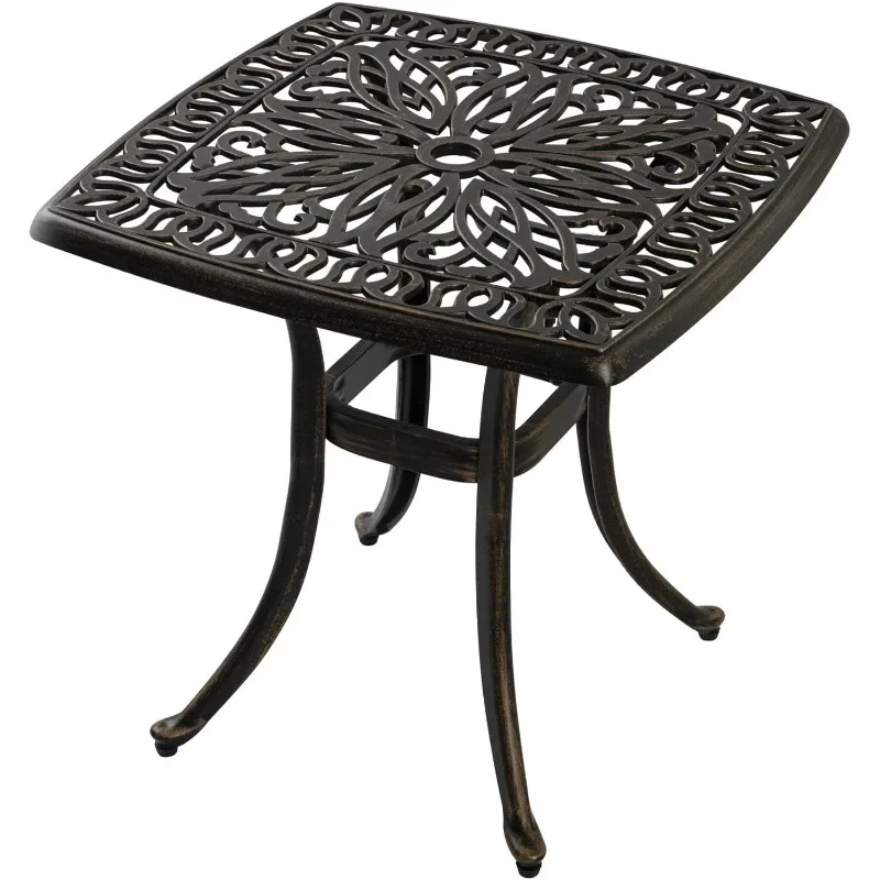 

Outdoor Cast Aluminum Side Table End Table for Patio, Backyard, Pool, Indoor Companion, Easy Maintenance and Weather Resistant,