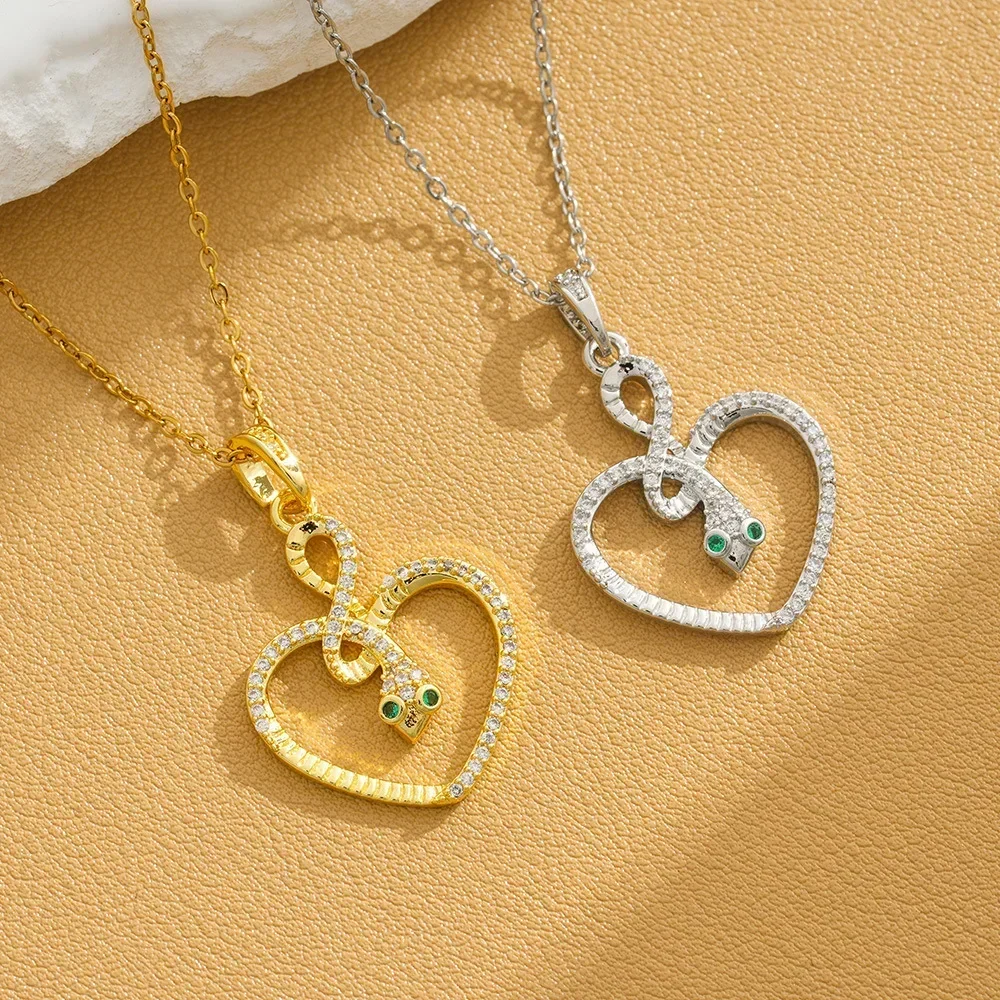 

Simple yet multi-functional accessories: Best-selling mini set Zircon heart snake necklace, all-diamond collarbone chain