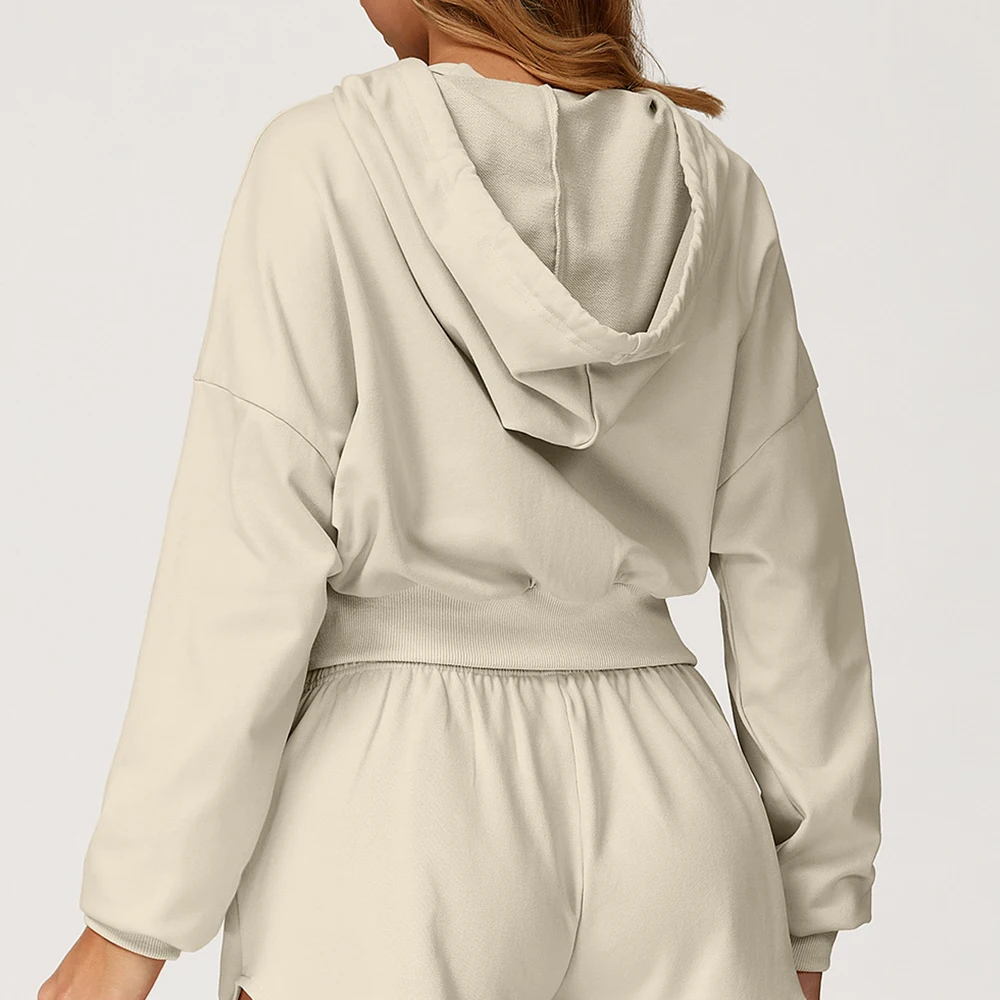 

Winter Yoga Long Sleeved Women's Hooded Sweatshirt Zipper Windproof and Warm Casual Wweatshirt Women Outdoor Running Sportswear