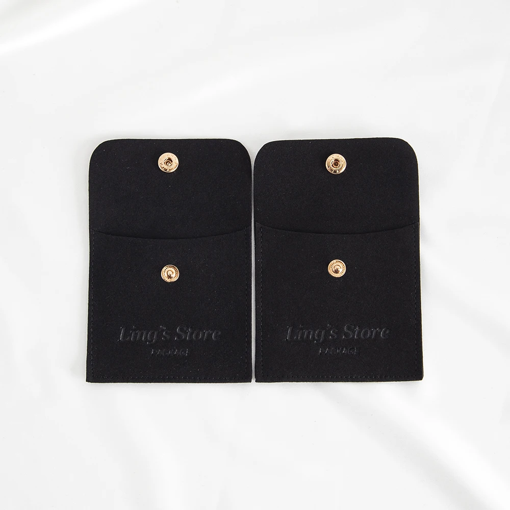 

100pcs Custom Logo Black Microfiber Suede Gift Bag 8x8cm Rings Earring Jewelry Packaging Pouch High Quality Wedding Candy Pocket
