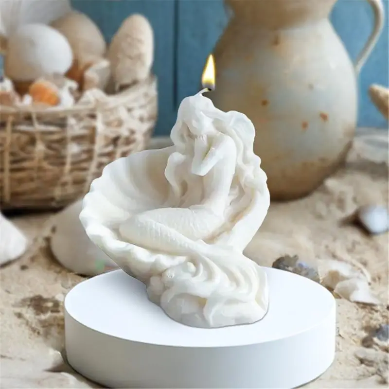 A52E Artistic Shell Mermaids Scented Mold Soft Silicone Easy to Demold Mould