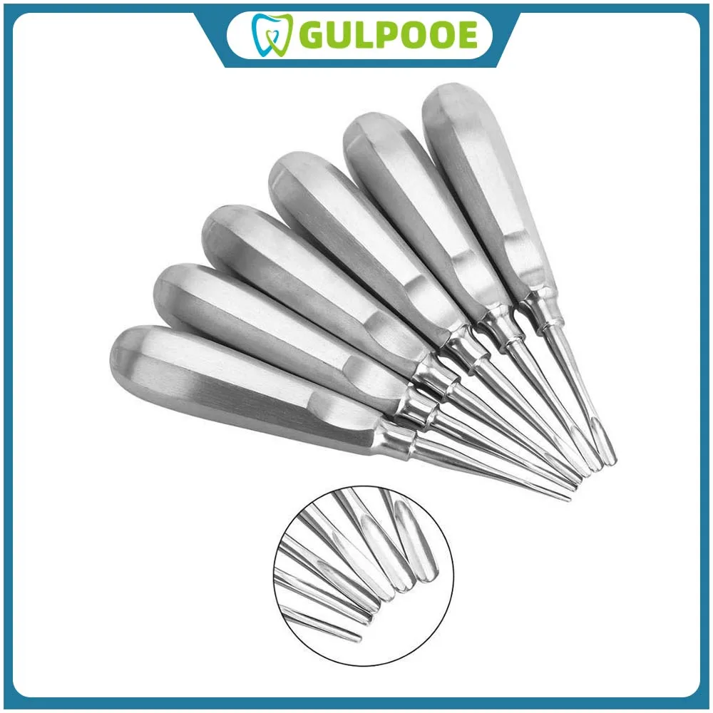 

GULPOOE Dental Extraction Elevator Stainless Steel Tooth Stright Curved Root Elevator Minimally Invasive Dentist Surgical Tool