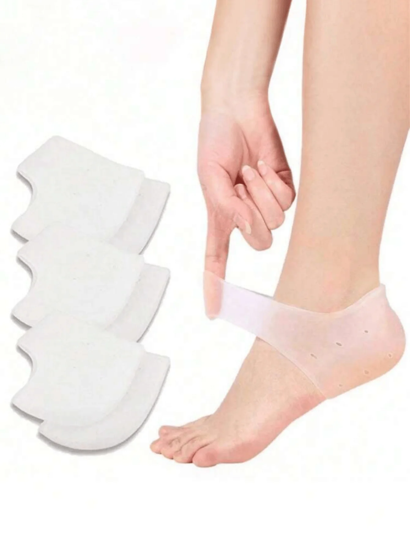 מגן עקב ג'ל סיליקון כוסות עקב סדוקות פלנטר פשיטיס ג'ל כרית עקב שרוולים גרביים טיפוח רגליים תיקון עור