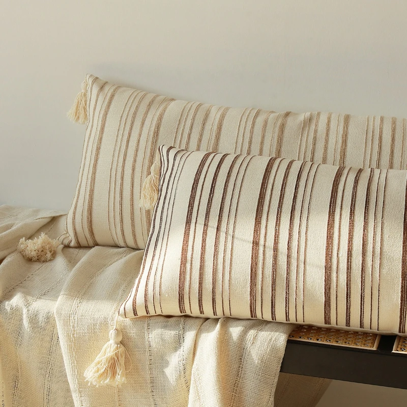 45x45/35X90CM Long Strip Throw Pillow Cover Homestay Stripes Stamping Waist Cushion Cover Decor Home Decorative Pillowcase