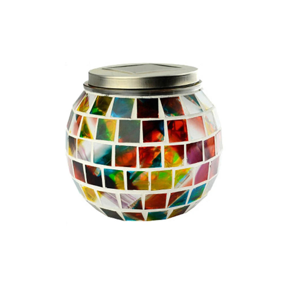 

Solar Powered Glass Jar Lamp Mosaic Style Decorative Light Outdoor Garden Patio Party Celebration Rechargeable Bulbs