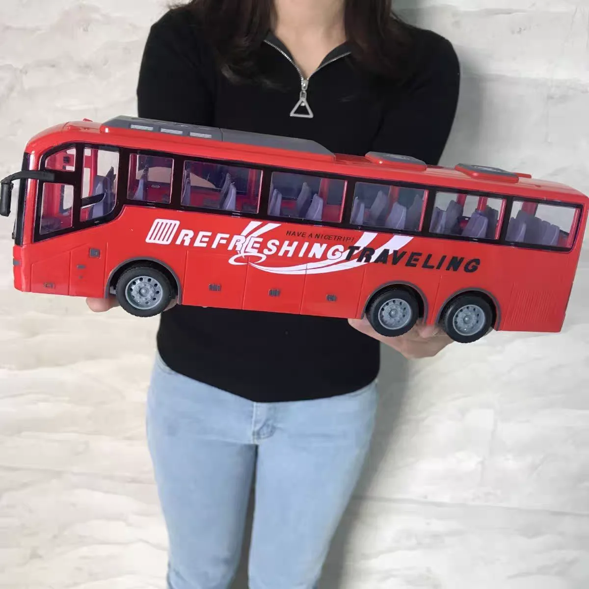 1/30 RC Bus Control remoto Bus City Express alta velocidad 4 canales 2,4G TourBus modelo autobús realista con luz niños Navidad Gif