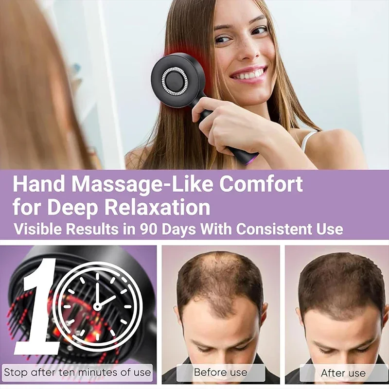 

7 Level Waterproof Electric Vibration Massage Comb Red Light Hair Follicle Comb Hair Growth Anti Loss Oil Liquid Scalp Massager
