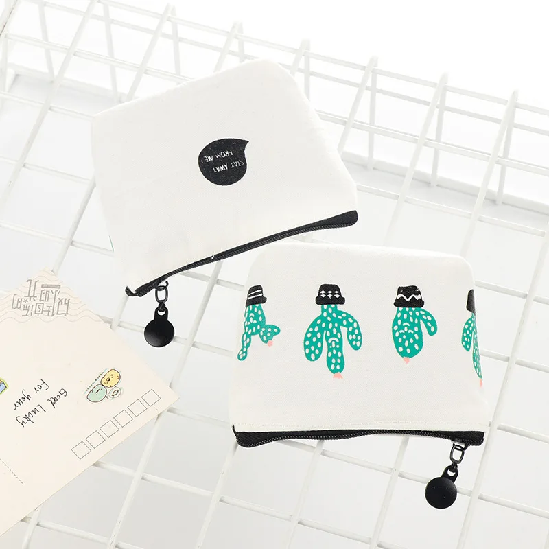 1PC Keys Bag Case Cactus Pattern Mini Wallet Earphone Data Cable Storage Bag Pouch Portable Credit Band Cards Badges Organizer