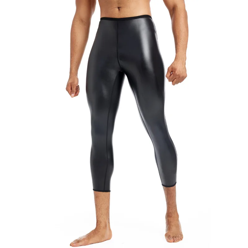 

Мужские кожаные брюки слим-фит, тонкие, эластичные, укороченные (9/10), спортивные, повседневные, молодежные, осенние, модные