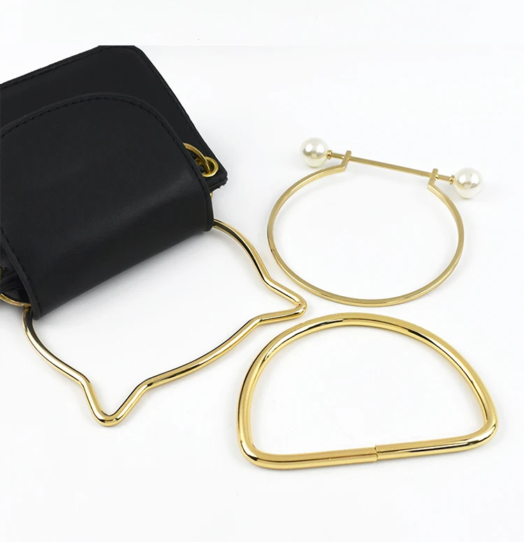 2Pcs Deepeel Metal Bag Handles Purse Frame O D Rings Handbags Replacement Chain DIY Bags Handle Handmade Hardware Accessories