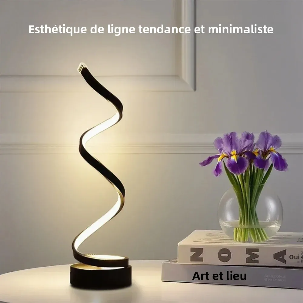 Lampe de table LED à intensité variable en spirale, adaptée au salon, chambre à coucher, bureau, luminosité réglable, lampe de chevet pour le bureau et la maison