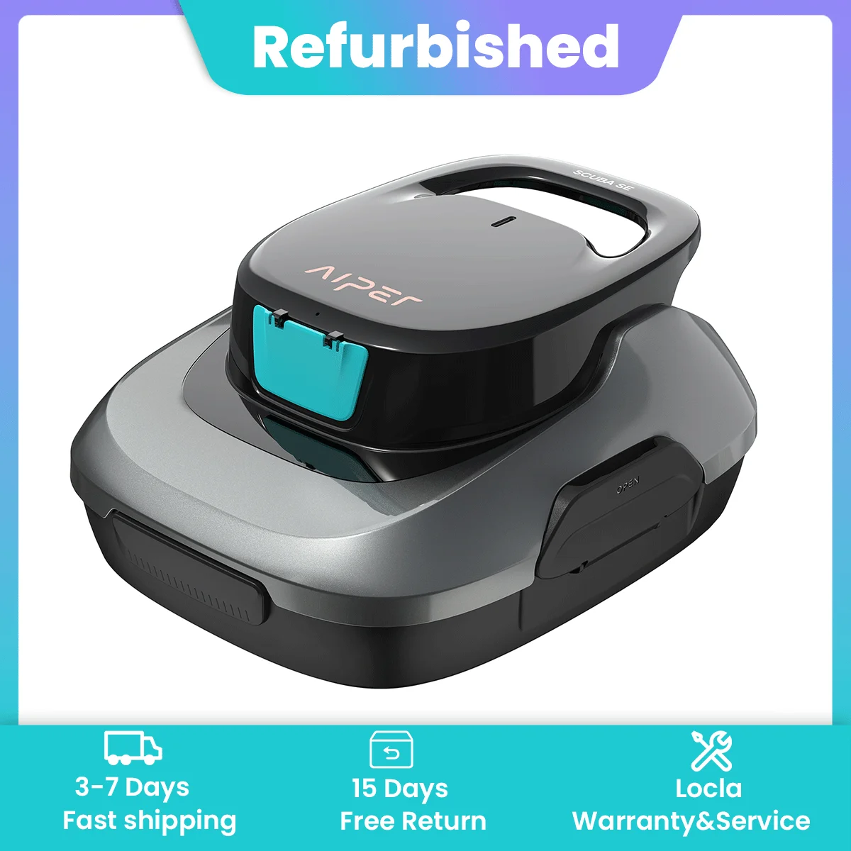 Refurbished AIPER Scuba SE Robot Piscine, Aspirateur Piscine sans Fil Idéal pour Les Piscines Hors Sol 80㎡