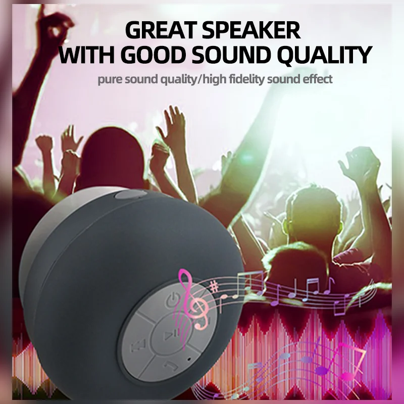 Bathroom Waterproof Wireless Bluetooth Speaker Large Suction Cup Mini Portable Outdoor Sports Stereo Dazzling Crack Subwoofer