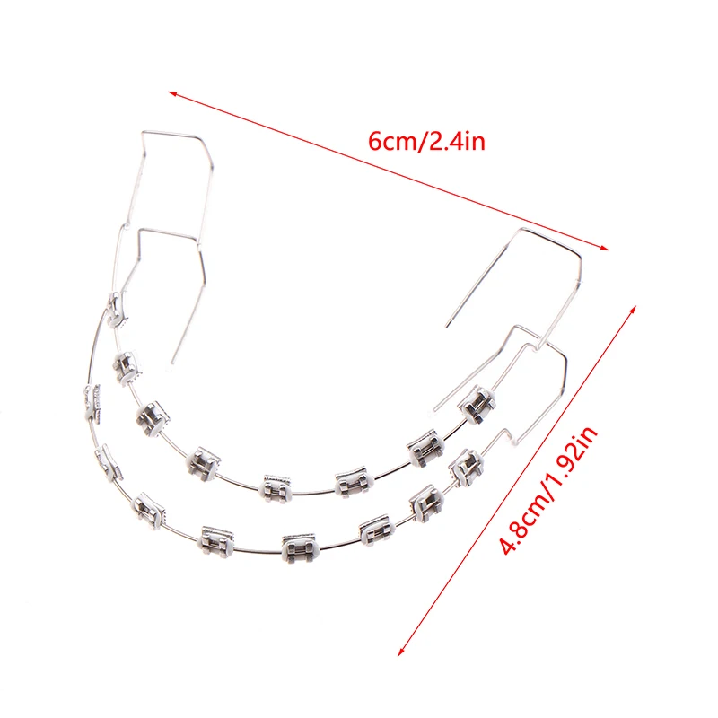 1 คู่สีสันฟันชั่วคราวตกแต่งด้วยสายโลหะวงเล็บโลหะและจัดฟัน Ligature TIES ทันตกรรมตกแต่ง