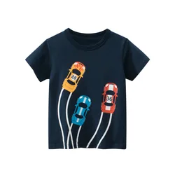 2-8T Car Print Kid Boys T Shirt Toddler kid Summer Clothes Short Sleeve Top Infant Cute Tshirt Casual Cotton Children Tee Outfit