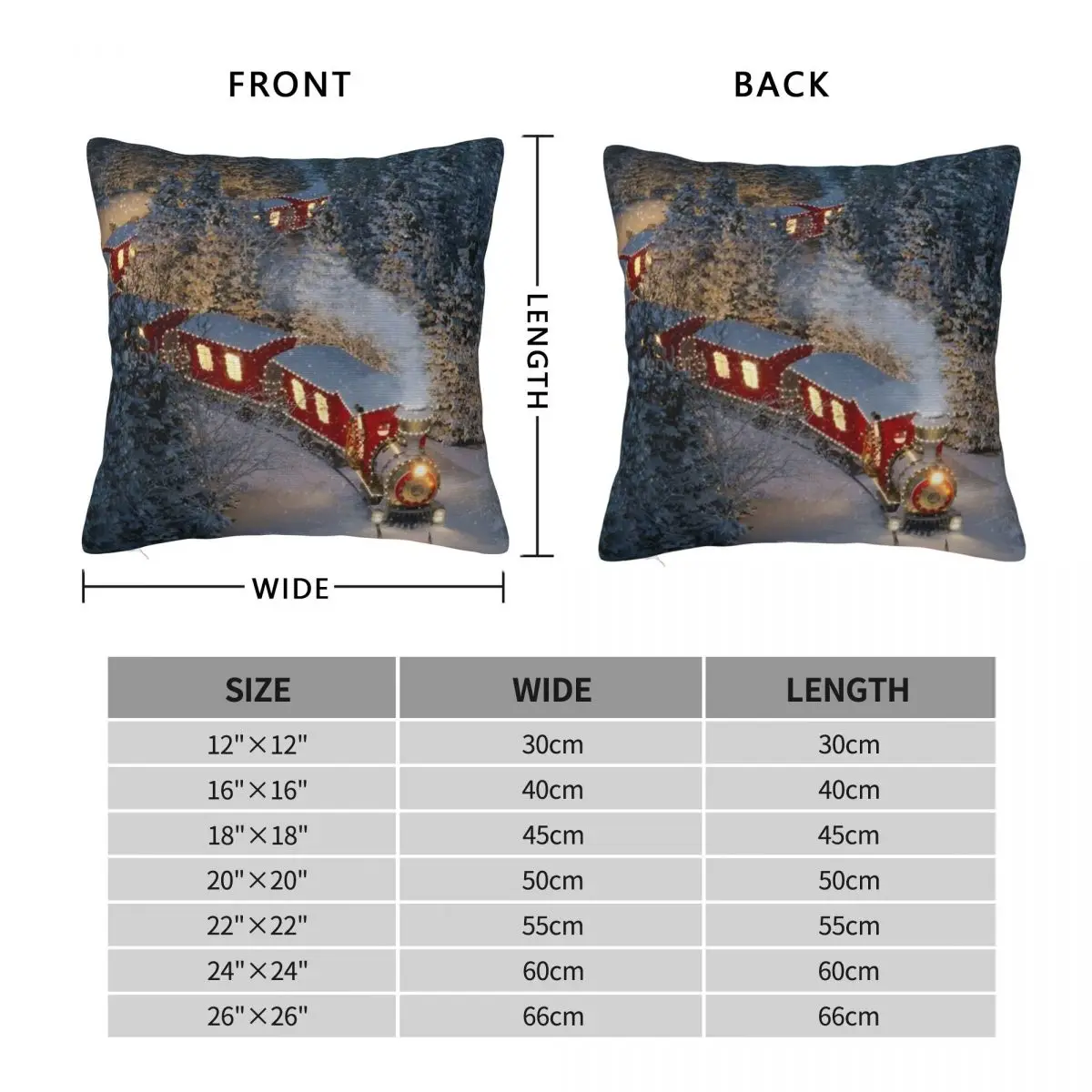 Christmas Train Square Pillowcase Polyester Linen Velvet Printed Zip Decorative Throw Pillow Case Bed Cushion Case Wholesale